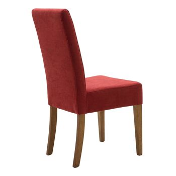Chaise en bois Ditta pakoworld avec tissu rouge - pieds en bois noyer 2