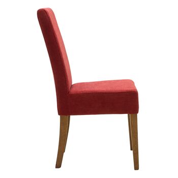 Chaise en bois Ditta pakoworld avec tissu rouge - pieds en bois noyer 3