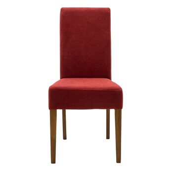 Chaise en bois Ditta pakoworld avec tissu rouge - pieds en bois noyer 4