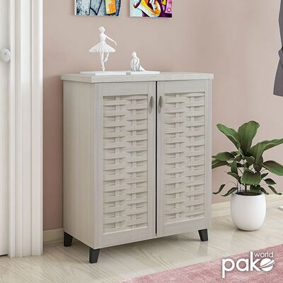 Shoe storage cabinet MANTAM pakoworld with 2 doors for 12 pairs of shoes in white-grey color 78x40x92cm
