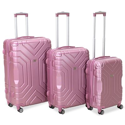 Galaxy pakoworld set de valises 3 pcs Hard avec roulettes ABS rose