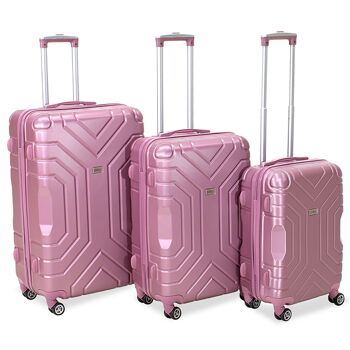 Galaxy pakoworld set de valises 3 pcs Hard avec roulettes ABS rose 1