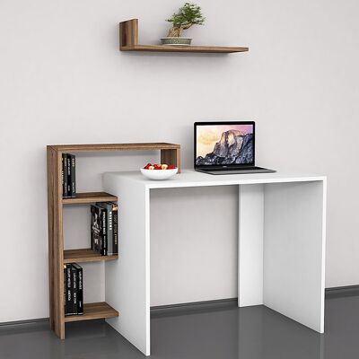 SWAN pakoworld working office table white with walnut 118x60x91cm