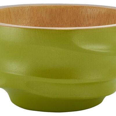 Wooden bowl - fruit bowl - salad bowl - model Twist - avoado green - S (Øxh) 15cm x 7.5cm