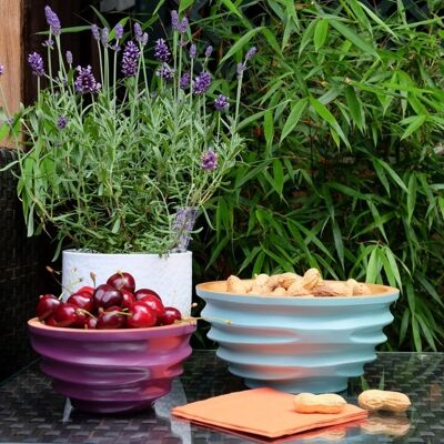 Wooden bowl - fruit bowl - salad bowl - model Twist - violet - S (Øxh) 15cm x 7.5cm