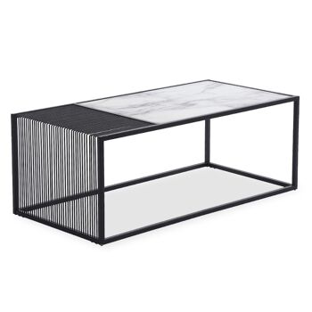 Table basse Code pakoworld verre métal de couleur noire 120x60x45cm 1