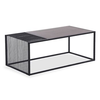 Table basse Code pakoworld MDF métal coloris chêne noir 120x60x45cm 1