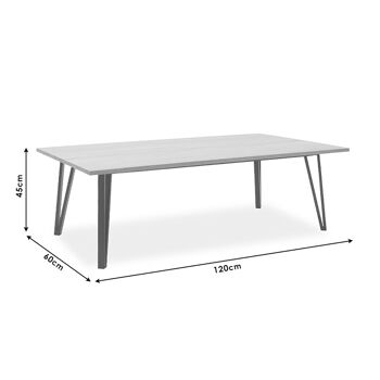 Table basse Justin pakoworld MDF métal gris ciment coloris noir 120x60x45cm 4