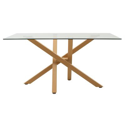 Dining table Nash pakoworld 10mm glass metal in oak color 150x90x73cm
