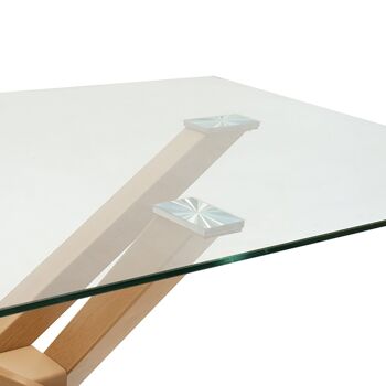 Table à manger Nash pakoworld 10mm verre métal couleur chêne 150x90x73cm 2