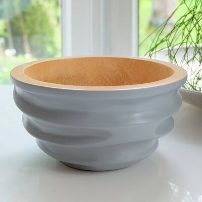 Wooden bowl - fruit bowl - salad bowl - model Twist - gray - S (Øxh) 15cm x 7.5cm