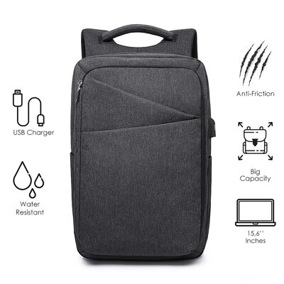 Mochila para portátil empresarial 15,6 '' negra impermeable TRV-009 pakoworld