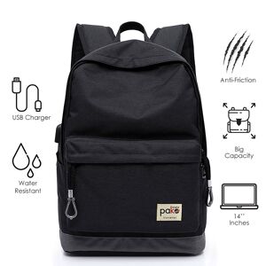 Sac à dos pour ordinateur portable 14''+usb noir étanche TRV-011 pakoworld