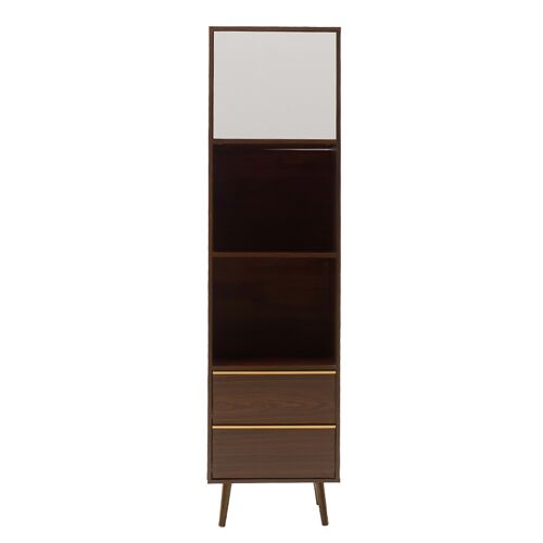 Bookcase - Column Nastia pakoworld in dark walnut - white color 48x39x182cm