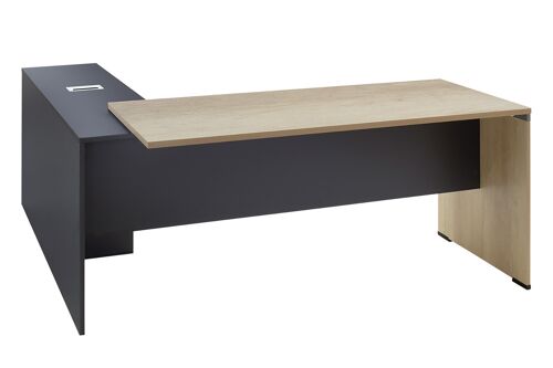 Executive table with side return Lotus pakoworld in oak-dark grey 180x160x75cm