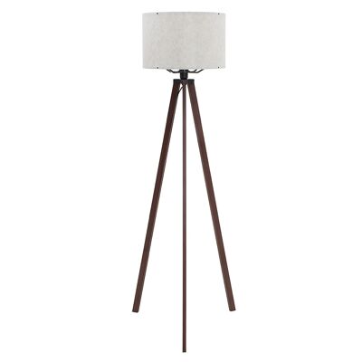 Floor lamp PWL-0001 pakoworld Ε27 with brown legs and ecru pvc shade D38x140cm