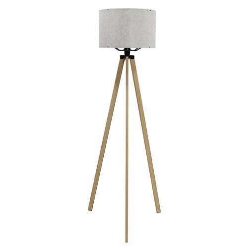 Floor lamp PWL-0001 pakoworld Ε27 with sonoma legs and ecru pvc shade D38x140cm