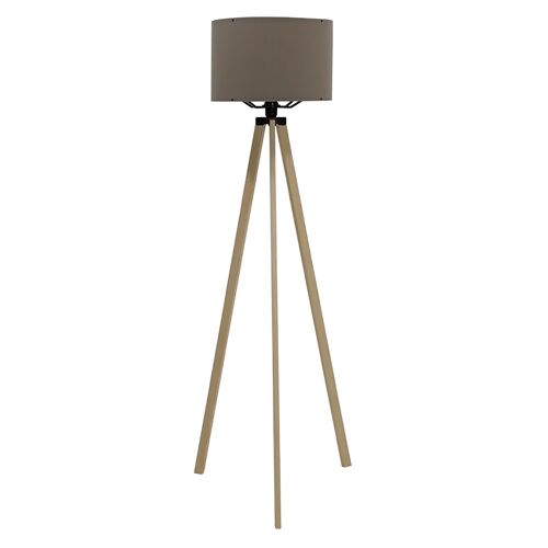 Floor lamp PWL-0002 pakoworld Ε27 with sonoma legs and mocha fabric shade D38x140cm