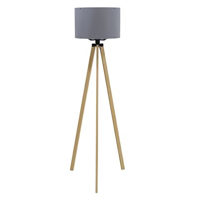 Floor lamp PWL-0002 pakoworld Ε27 with sonoma legs and grey pvc shade D38x140cm