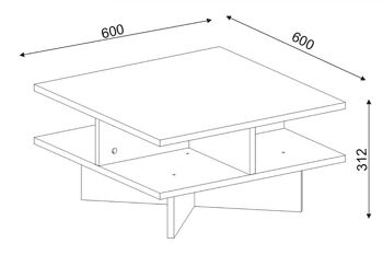Table basse PWF-0027 pakoworld en coloris noyer-blanc 60x60x31cm 2