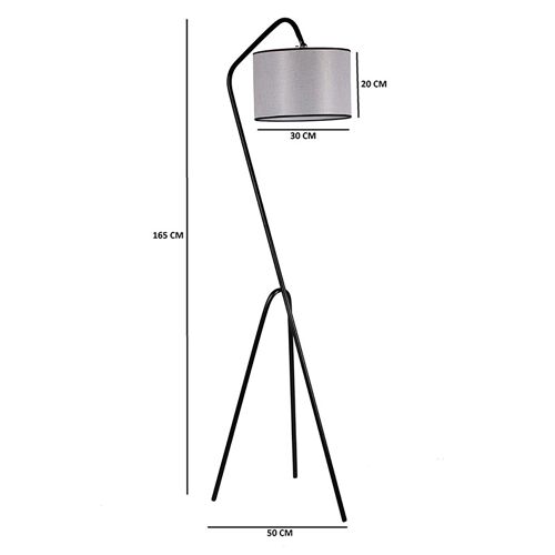 PWL-0123 pakoworld E27 floor lamp in grey - black color 30x50x165cm
