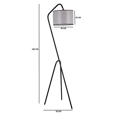 PWL-0123 pakoworld E27 lampada da terra in colore grigio - nero 30x50x165cm