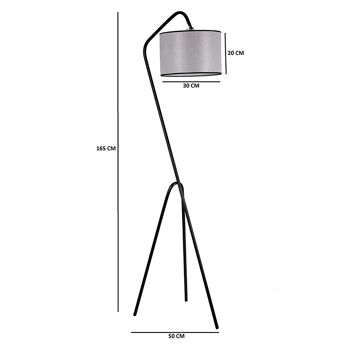 PWL-0123 pakoworld E27 lampadaire en gris - couleur noire 30x50x165cm