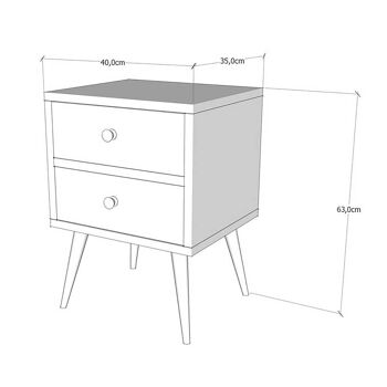 Table de chevet PWF-0320 pakoworld en blanc gris-noyer 40x35x55cm 3