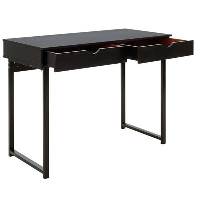 Table d'ordinateur en métal Vitor MDF de couleur noire 100x48x75cm