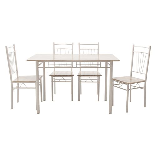 Dining set Roza pakoworld 5pcs color light grey - feet white gloss 120x70x75cm