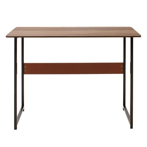 Metalic computer table Fulk pakoworld MDF in dark walnut-black color 100x48x72cm