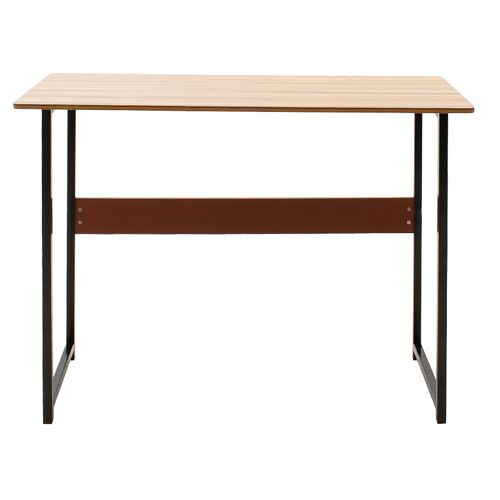 Metalic computer table Fulk pakoworld MDF in maple wood-black color 100x48x72cm