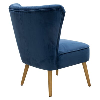 Stork pakoworld armchair with velvet fabric in dark blue-natural color 68x54x78cm