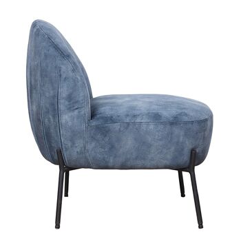 Fauteuil Poet pakoworld velours de couleur bleu antique-noir 54,5x65,5x66cm 2