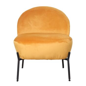 Fauteuil Poet pakoworld velours de couleur jaune-noir 54,5x65,5x66cm 2