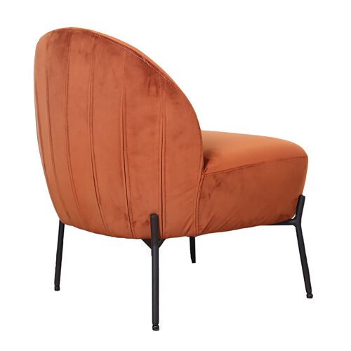 Poet pakoworld armchair with velvet fabric in brick color 54,5x65,5x66cm
