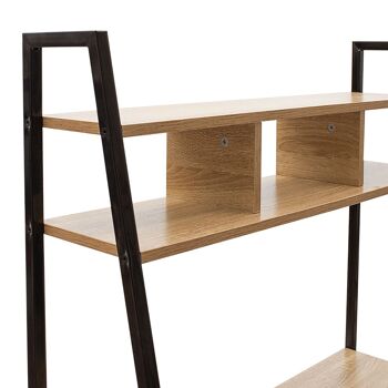 Table de bureau avec étagères Ramon pakoworld couleur chêne moderne avec structure en métal noir 84x46x142cm 2