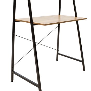 Table de bureau avec étagères Ramon pakoworld couleur chêne moderne avec structure en métal noir 84x46x142cm 3