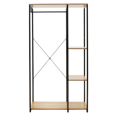 Entrance unit-Closet Ramon pakoworld modern oak color with black metal frame 90,5x41x167cm