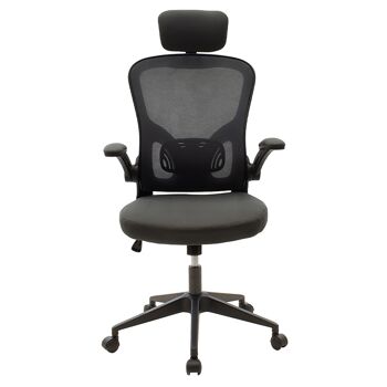 Chaise de bureau de direction Ergoline pakoworld avec tissu résille de couleur noir-gris 3