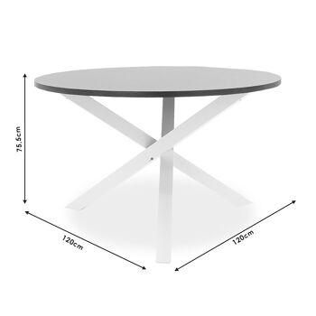 Hug table pakoworld bois-MDF coloris blanc-noyer 120x120x75,5cm 3