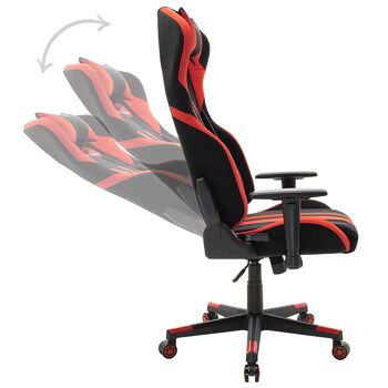 Chaise de bureau de direction Bottas-Gaming QUALITÉ SUPRÊME avec structure en PU noir-rouge et polycarbonate 3