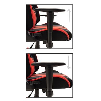 Chaise de bureau de direction Bottas-Gaming QUALITÉ SUPRÊME avec structure en PU noir-rouge et polycarbonate 7