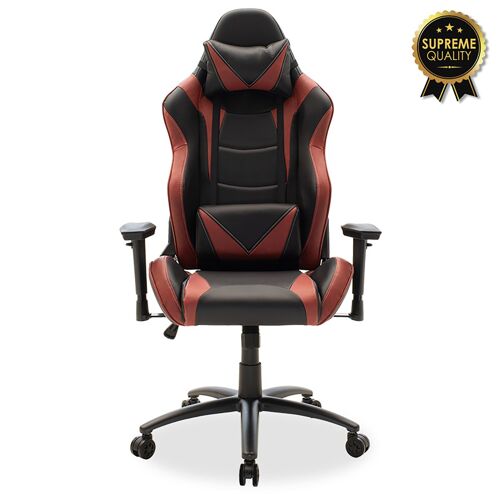 Manager office chair Russell-Gaming SUPREME QUALITY with pu black-dark red & polycarbonate frame