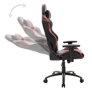 Chaise de bureau de direction Russell-Gaming QUALITÉ SUPRÊME avec structure en PU noir-rouge foncé et polycarbonate 3