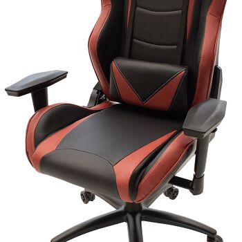 Chaise de bureau de direction Russell-Gaming QUALITÉ SUPRÊME avec structure en PU noir-rouge foncé et polycarbonate 10