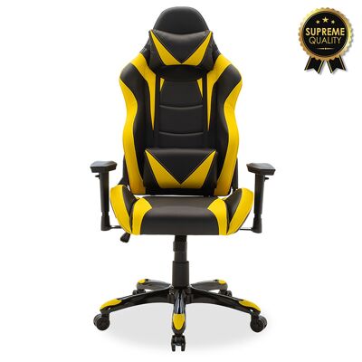 Silla de oficina de gerente Russell-Gaming SUPREME QUALITY con estructura de policarbonato y negro-amarillo de pu