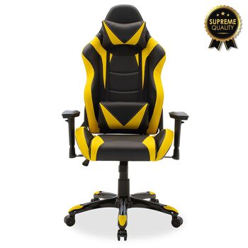Chaise de bureau de direction Russell-Gaming QUALITÉ SUPRÊME avec structure en PU noir-jaune et polycarbonate 1