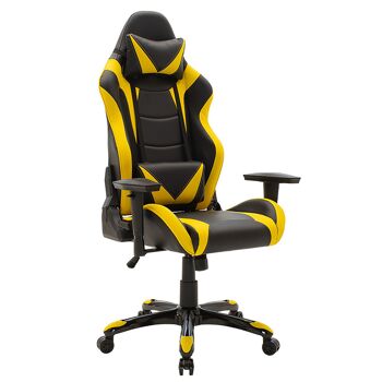Chaise de bureau de direction Russell-Gaming QUALITÉ SUPRÊME avec structure en PU noir-jaune et polycarbonate 2