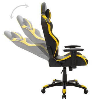 Chaise de bureau de direction Russell-Gaming QUALITÉ SUPRÊME avec structure en PU noir-jaune et polycarbonate 3